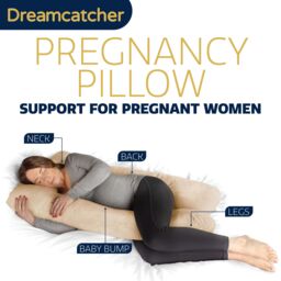 Dreamcatcher Women's Cream Pregnancy Pillow, U Shaped Shredded Memory Foam Maternity Pillow Machine Washable & Removable Velvet Cover - thumbnail 2