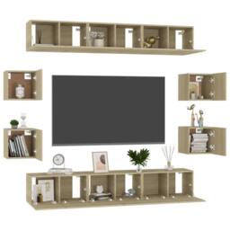 Berkfield Home 10 Piece TV Cabinet Set Sonoma Oak Engineered Wood in Brown - thumbnail 3