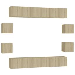 Berkfield Home 10 Piece TV Cabinet Set Sonoma Oak Engineered Wood in Brown - thumbnail 2