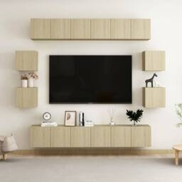 Berkfield Home 10 Piece TV Cabinet Set Sonoma Oak Engineered Wood in Brown - thumbnail 1