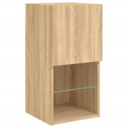 Berkfield Home 6 Piece TV Wall Units with LED Sonoma Oak Engineered Wood in Light Tan - thumbnail 8