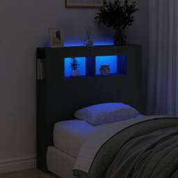 Berkfield Home LED Headboard Black 100x18.5x103.5 cm Engineered Wood - thumbnail 2