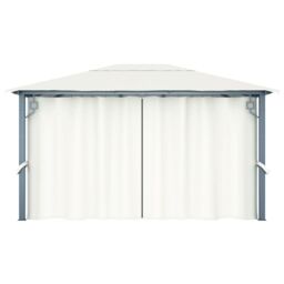 Berkfield Home Gazebo with Curtain 400 x 300 cm Cream Aluminium in Beige - thumbnail 6