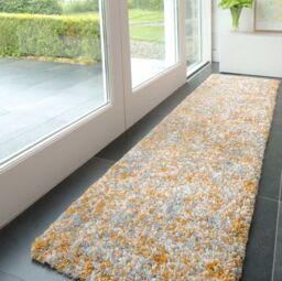 Kukoon Super Soft Mottled Tonal Ochre Yellow & Grey Shaggy Long Hallway Runner Rugs - Size: 60 cm x 240 cm - thumbnail 2