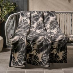 OHS Palm Leaf Throw Over Bed Blanket Soft Garden Chair Fleece Warm Travel Bedspread in Natural - thumbnail 1