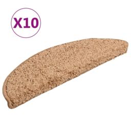 Berkfield Home Stair Mats 10 pcs 56x17x3 cm Beige - Size: Medium - thumbnail 2