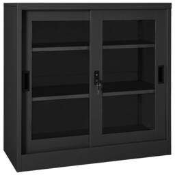 Berkfield Home Sliding Door Cabinet Anthracite 90x40x90 cm Steel in Black - Size: 90 x 40 x 90 cm - thumbnail 1