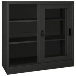 Berkfield Home Sliding Door Cabinet Anthracite 90x40x90 cm Steel in Black - Size: 90 x 40 x 90 cm - thumbnail 5