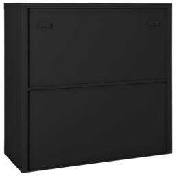 Berkfield Home Sliding Door Cabinet Anthracite 90x40x90 cm Steel in Black - Size: 90 x 40 x 90 cm - thumbnail 4