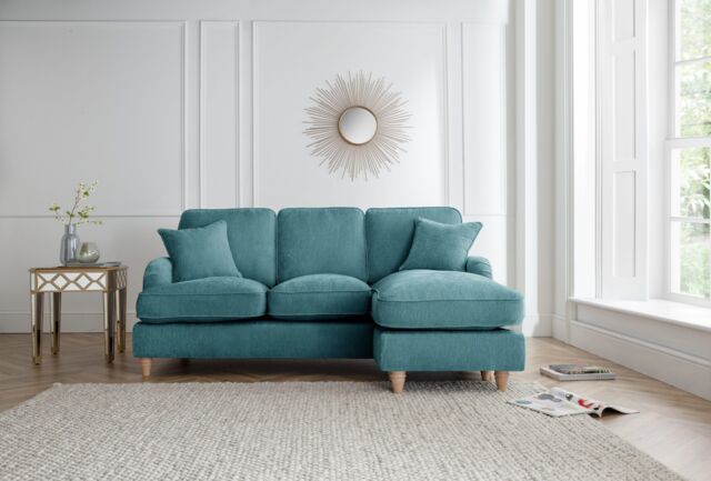 The Great Sofa Company Orla Right Hand Chaise Sofa Manhattan Charcoal in Emerald - image 1