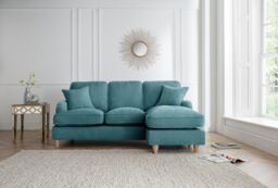 The Great Sofa Company Orla Right Hand Chaise Sofa Manhattan Charcoal in Emerald - thumbnail 1
