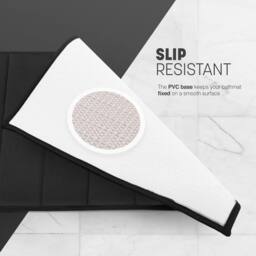 Keplin Memory Foam Bath Mat, Ultra-Soft, Highly Absorbent, Non-Slip, 60x90cm in Black - Size: 60 cm x 90 cm - thumbnail 5