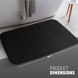 Keplin Memory Foam Bath Mat, Ultra-Soft, Highly Absorbent, Non-Slip, 60x90cm in Black - Size: 60 cm x 90 cm - thumbnail 2