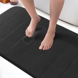Keplin Memory Foam Bath Mat, Ultra-Soft, Highly Absorbent, Non-Slip, 60x90cm in Black - Size: 60 cm x 90 cm - thumbnail 1