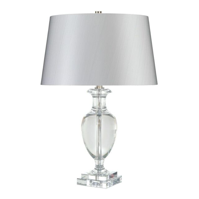 Loops Crystal Glass Table Lamp Silver Shade Polished Nickel Finial Clear LED E27 60W in Metallics
