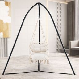 Costway Hanging Chair Stand Heavy Duty Metal Swing Tripod Chair Stand in Black - thumbnail 3