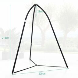 Costway Hanging Chair Stand Heavy Duty Metal Swing Tripod Chair Stand in Black - thumbnail 2
