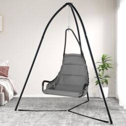 Costway Hanging Chair Stand Heavy Duty Metal Swing Tripod Chair Stand in Black - thumbnail 4