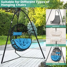 Costway Hanging Chair Stand Heavy Duty Metal Swing Tripod Chair Stand in Black - thumbnail 8