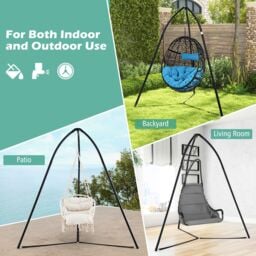Costway Hanging Chair Stand Heavy Duty Metal Swing Tripod Chair Stand in Black - thumbnail 9