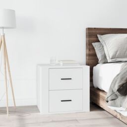 Berkfield Home Bedside Cabinet White 50x39x47 cm - Size: 50 x 39 x 47 cm - thumbnail 1