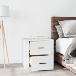 Berkfield Home Bedside Cabinet White 50x39x47 cm - Size: 50 x 39 x 47 cm - thumbnail 3
