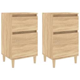 Berkfield Home Elegant Bedside Cabinets 2 pcs Sonoma Oak 40x35x70 cm in Brown - Size: 40 x 35 x 70 cm - thumbnail 3