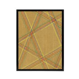 "Artery8 Abstract Geometric Plaid Pattern Framed Canvas Wall Art Print Korin in Beige - Size: W12"" x H16""" - thumbnail 1