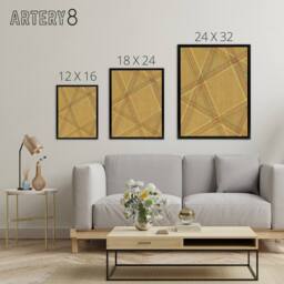 "Artery8 Abstract Geometric Plaid Pattern Framed Canvas Wall Art Print Korin in Beige - Size: W12"" x H16""" - thumbnail 4