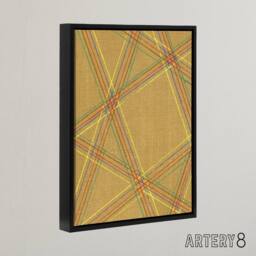 "Artery8 Abstract Geometric Plaid Pattern Framed Canvas Wall Art Print Korin in Beige - Size: W12"" x H16""" - thumbnail 2