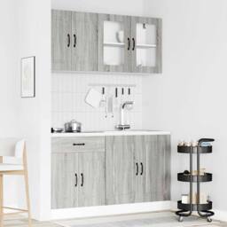 Berkfield Home Elegant 4 Piece Kitchen Cabinet Set Kalmar Grey Sonoma Engineered Wood - thumbnail 1