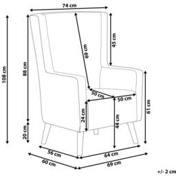Wyld and Coco Wingback Armchair Deep Green Velvet High Back Slanted Light Wood Legs - thumbnail 3