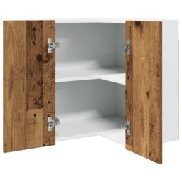 Berkfield Home Hanging Corner Cabinet Lyon Old Wood 57x57x60 cm Engineered Wood in Brown - Size: 57 x 57 x 60 cm - thumbnail 1