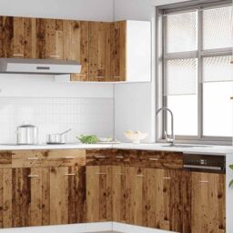 Berkfield Home Hanging Corner Cabinet Lyon Old Wood 57x57x60 cm Engineered Wood in Brown - Size: 57 x 57 x 60 cm - thumbnail 3