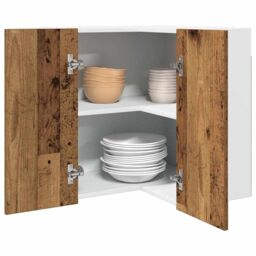 Berkfield Home Hanging Corner Cabinet Lyon Old Wood 57x57x60 cm Engineered Wood in Brown - Size: 57 x 57 x 60 cm - thumbnail 7