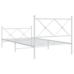 Berkfield Home Metal Bed Frame without Mattress with Footboard White 100x190cm - Size: 100x190 cm - thumbnail 6