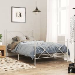 Berkfield Home Metal Bed Frame without Mattress with Footboard White 100x190cm - Size: 100x190 cm - thumbnail 2