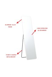 H&O Direct White Bedroom Wall Mounted Full Length Mirror Rounded Rectangular Floor Mirror with Stand, 37cm W x 147cm H - Size: 37 cm W x 147 cm H - thumbnail 4
