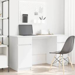 Berkfield Home Desk White 140x49x76 cm Engineered Wood - Size: 140 x 49 x 76 cm - thumbnail 2