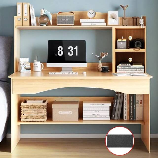 EONLION Computer Desk Study Table Writing Shelves in Light Oak - image 1