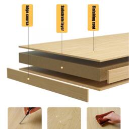 EONLION Computer Desk Study Table Writing Shelves in Light Oak - thumbnail 3