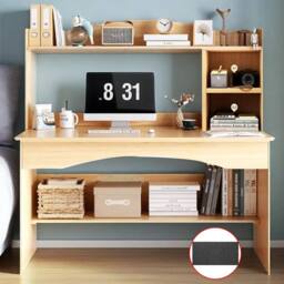 EONLION Computer Desk Study Table Writing Shelves in Light Oak