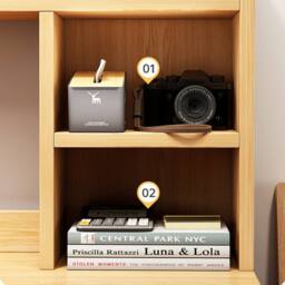EONLION Computer Desk Study Table Writing Shelves in Light Oak - thumbnail 4