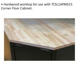 Loops 930mm Hardwood Corner Worktop for ys02615 Modular Corner Floor Cabinet - thumbnail 2