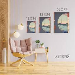 "Artery8 View From Suijin Shrine Massaki Canvas Wall Art Print Hiroshige - Size: W18"" x H24""" - thumbnail 4