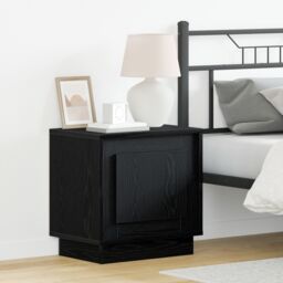 Berkfield Home Bedside Cabinet with LED Lights Black Oak 44x34, 5x45 cm - thumbnail 1