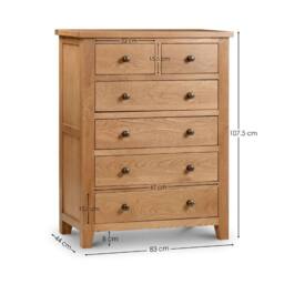 Cheshire Premium Kingsley 4 + 2 Drawer Chest - Oak in Brown - thumbnail 8