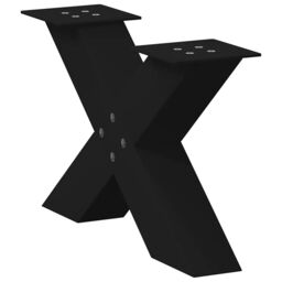 Berkfield Home Coffee Table Legs X-Shaped 2 pcs Black 60x(30-31) cm Steel - thumbnail 4