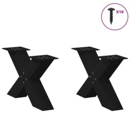 Berkfield Home Coffee Table Legs X-Shaped 2 pcs Black 60x(30-31) cm Steel - thumbnail 3