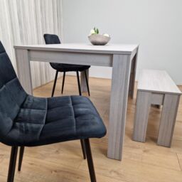 KOSY KOALA Modern Grey Rectangle Dining Table Set With 2 Black Velvet Chairs & 1 Bench Dining Room Furniture in Brown - thumbnail 8